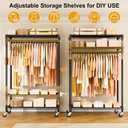 ULIFHOME P7 Rolling Clothes Rack, Clothing Racks for Hanging Clothes, Heavy Duty Garment Rack with Wheels, 3 Tiers Freestanding Portable Closet Rack 45''W 20.5''D 80.5''H, Max Load 480 lbs, Black