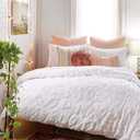 Peri Home 100% Cotton 3-Piece Comforter and Sham Set (White Chenille Leopard, Full/Queen)