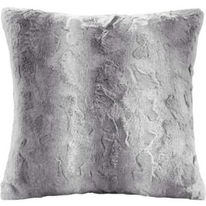 Madison Park Zuri Faux Fur Ombre Stripe Ultra Soft Luxury Decorative Throw Pillows, For Couch Bed With Insert, 20" x 20", Grey (1 Count (Pack of 1))