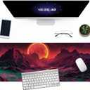Red Mountain Large Mouse Pad Mountain Pattern Gaming Extended XL Mousepad Big Computer Keyboard Desk Mat for Non-Slip Rubber for Gaming and Office 31.5x11.8inch