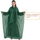 Abaya Dress for Women Muslim Light Organza Rhinestone Prayer Outerwear (Red)