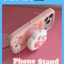 Cute 3D Cat Paw Pop-Up Stand and Grip Phone Case for iPhone 17 Pro, Kawaii Cartoon Soft Silicone Phone Cover, Adorable Girly Design for Girls, Kids, Teens, and Women, Pink