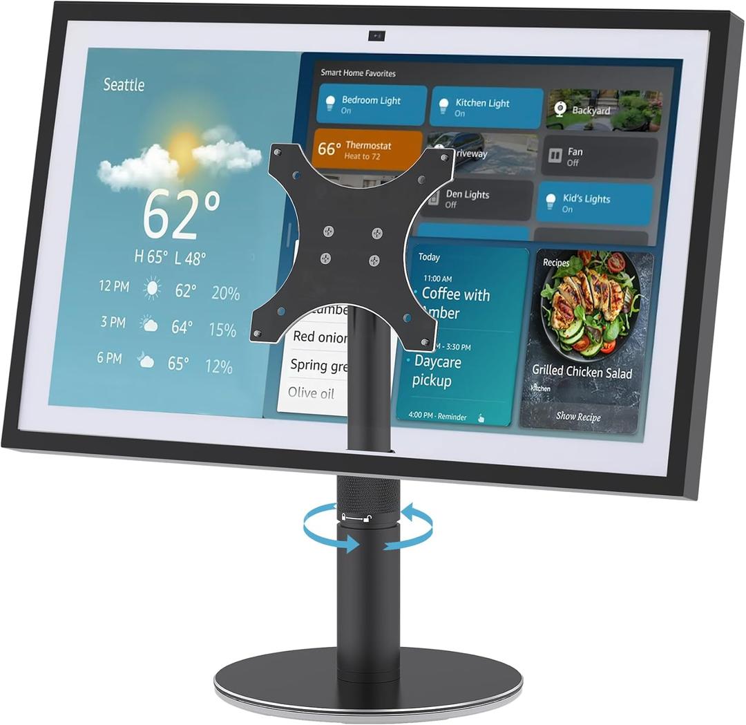 Almoz Desk Stand for Echo Show 21, Echo Show 15 (All Generations), Raises Up to 9.5" from Desk, Tilt and Swivel Mount for Alexa Echo Show 21, No Tools Required, Stable Centered Rod Design (UP-Blcak) Almoz Desk Stand for Echo Show 21, Echo Show 15 (All Generations), Raises Up to 9.5" from Desk, Tilt and Swivel Mount for Alexa Echo Show 21, No Tools Required, Stable Centered Rod Design (UP-Blcak)