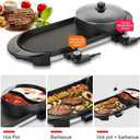 SEAAN Hot Pot with Grill, Korean BBQ Grill Indoor Hotpot Pot Electric Combo, Shabu Shabu Pot with Divider KBBQ Grill Smokeless Non-stick Separate Dual Temperature Control, for 2-12 People, 110V