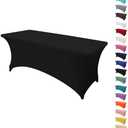 MRGSDL 8FT Table Cloth,Stretchable,Fitted Table Cover,Wrinkle Stain Resistant,Washable Spandex Fabric for Parties,Weddings,Banquets,Perfect for Parties,Weddings,and Banquet Tablecloths, Pack 2