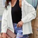 Dokotoo Women's Oversized Denim Jacket Casual Long Sleeve Denim Shirts Distresse Jean Jacket (White, S)