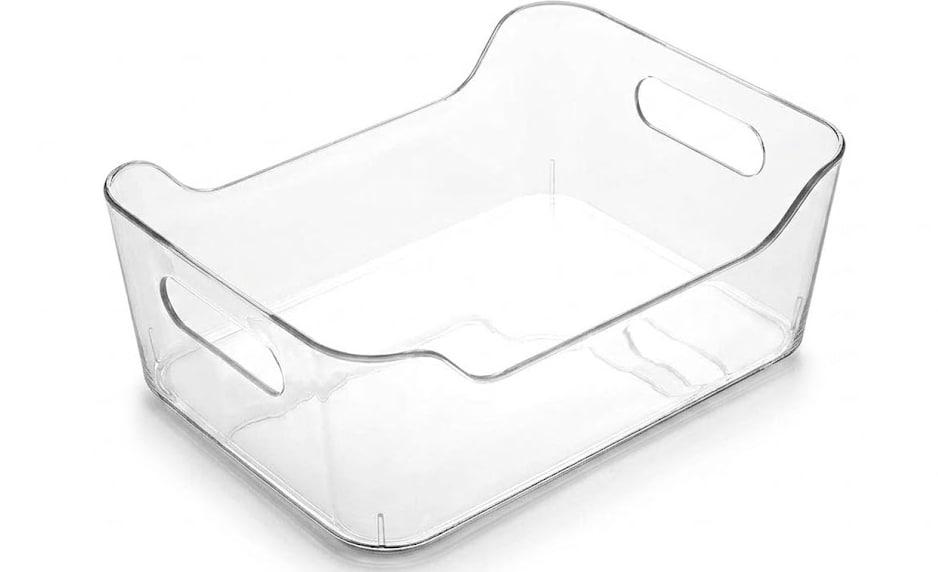 BINO | Plastic Storage Bin, Small, Clear | THE SOHO COLLECTION | Pantry Organizer and Storage Container Fridge Organizer Bin Kitchen Cabinet Organizer Medicine Cabinet Bin