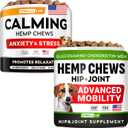 STRELLALAB Hemp Chews for Dogs - Bundle of Hip and Joint + Calming Supplement - Joint Pain & Anxiety Relief Treats - Advanced Mobility Support - Made in USA (Pack of 2, 240Ct), BBD: 12/2028