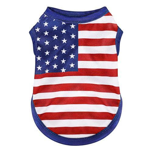 American Flag Inspired Dog Vest: Perfect Dog Shirt, Ideal Tank Top for Everyday Wear, Independence Day Celebrations Crafted Materials for a Cute and Stylish Look Blue S