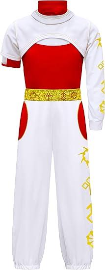 Gunaniti 3 Pcs Zombies Costume for Girls Cheerleader Uniform Top Pant Coat Outfits (6-7 Years, White), 130
