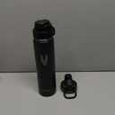 Sports Water Bottle - 24 oz - Leak Proof, 18/8 grade Durable Double Walled Stainless Steel Bottles with Infuser Lid, New 2 in 1 Lid (Black)