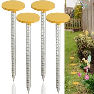 Otoolling 4 Pack 12 Inch Survey Marker Stakes Galvanized Rebar 1.35 lb Heavy Duty Hi Vis Property Line Marker Post for Paver Garden Lawn Landscape Edging Weed Barriers (Yellow)