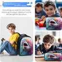 Shark School Backpack for Teens Kids Kindergarten Elementary Middle School Ocean 3-Pcs Bookbag, Shark Back Pack for Boys Girls Children Animal Book Bag, Small Modern Bag, One Size