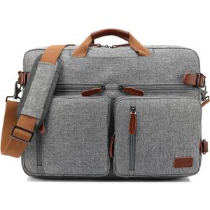CoolBELL Convertible Backpack Messenger Shoulder bag Laptop Case Handbag Business Briefcase Multi-functional Travel Rucksack Fits 17.3 Inch Laptop For Men/Women (Grey)