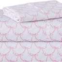 Softan Kids Bed Sheet Set, Girls Twin Size Kids Sheets, Microfiber Fitted Sheet and Pillowcase, Breathable and Silky Soft, 3 Piece Pink Bowknot Printed Twin Bed Sheet