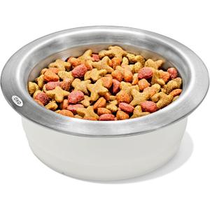 OXO Pet Nonslip Stainless Steel Dog Bowl - Medium, 2 Cup Capacity | Wide Mouth, Weighted Base, Comes Apart for Easy Cleaning, Dishwasher Safe, Cat Bowls