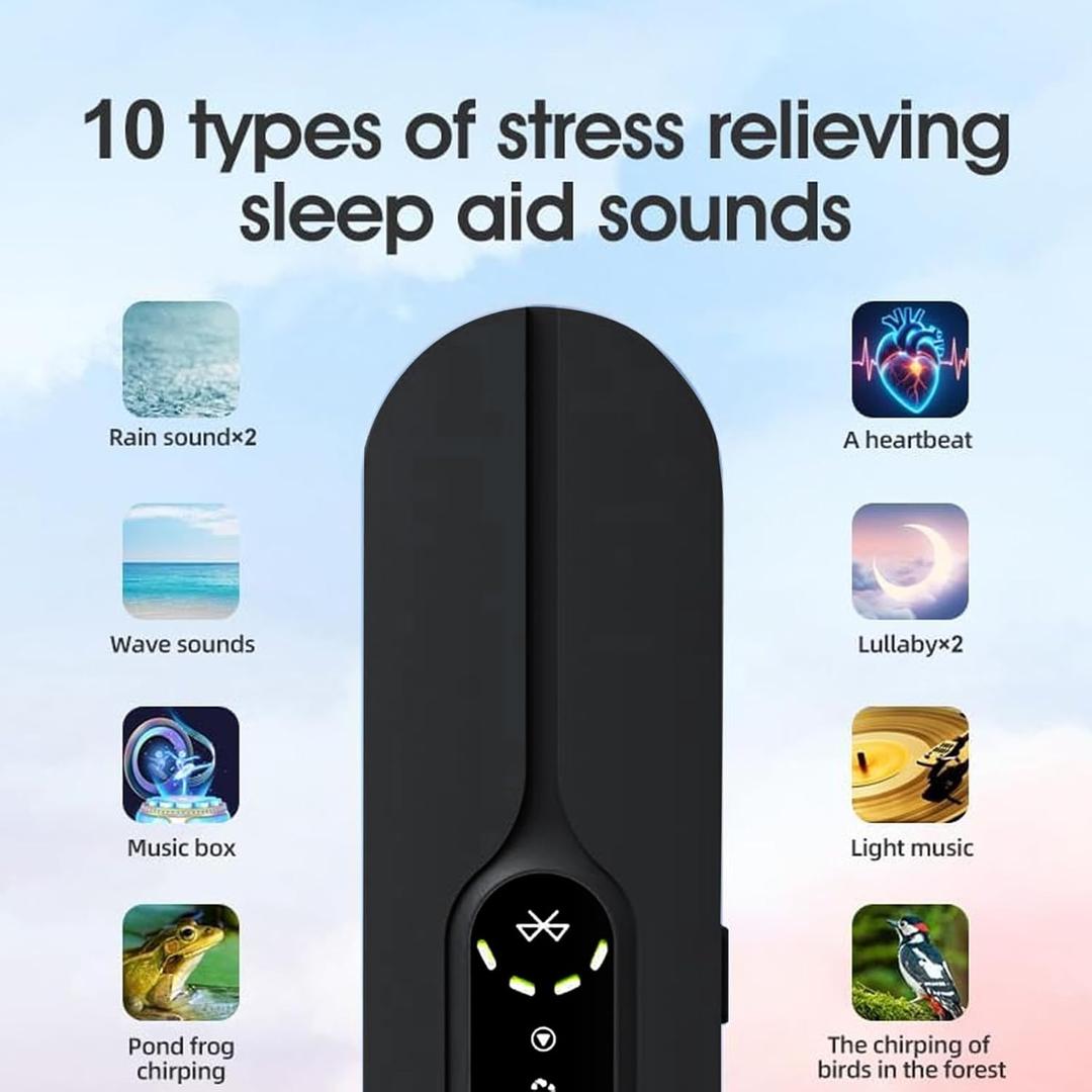 Pillow Speaker for Sleeping, Mini Bone Conduction Portable Sleep Aid with Stereo Bass, Bluetooth Sleep Bar for Deep Sleeping with White Noise, with Volume Control-Supports TF Function, Black