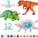 EDUMAN 12 Pcs Dinosaur Painting Kit for Kids, Paint Your Own Dinosaur Kit, Dino Arts & Crafts Painting Set with Brushes and Colors, DIY Activity Toy for Boys & Girls Age 6-12, STEM Gift for Toddlers