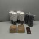 LITOPAK 100 Pack 12 oz Paper Coffee Cups for Hot Chocolate Drinks, Black Disposable Coffee Cups with Lids, Sleeves and Stirring Sticks for Parties, Picnic, Travel, and Events