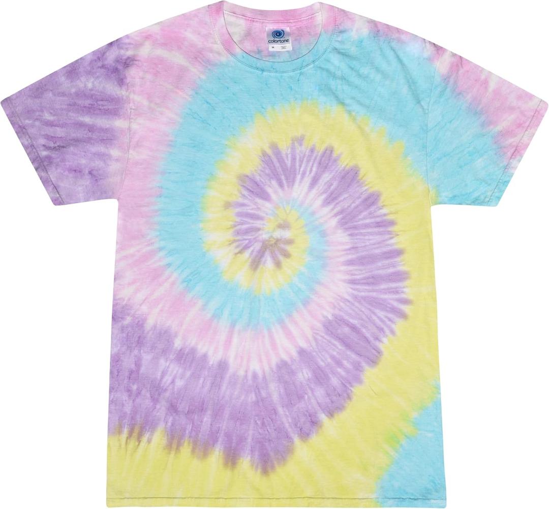 Colortone Tie Dye T-Shirts for Men and Women - Unisex Short Sleeve Tie-Dye T Shirts for Adults, Jellybean, Medium