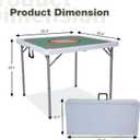 35" Square Mahjong Table, 4 Player Portable Folding Card Table with Green Tabletop & 4 Cup Holders, Durable HDPE Material, Removable Legs for Easy Storage, White