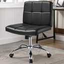 Black Office Chair with Wheels - 360 Swivel Armless Back SupportComfortable Pu Adjustable Rolling Desk Chairs for OfficeHomeVanityBedroomBig Space (Widened Black), 34.6" H X 22" W X 22" D