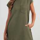 PRETTYGARDEN Women's Summer Short T Shirt Dress Cap Sleeve Crew Neck Casual Loose Basic Mini Dresses (Green, M)