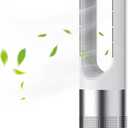 Bladeless Fan for Heating and Cooling, Pedestal Fan, Tower Fan; Natural Cool Air, 8 Speeds, Can Be Timed Comes with Remote Control, 80 Shaking Head. No Fan Blade, Easy to Clean(Silver)