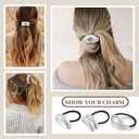 3PCS Silver Hair Ties, Metal Hair Ties for Thick Hair, Elegant Durable Geometric Design, Silver Hair Accessories Stretchy and Non-Damage Ponytail Holders, 3 Styles in Box Gifts Holiday