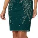 J Kara Women's All Over Embellished Sleeve Short Dress (18, Hunter Multi)