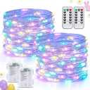 JMEXSUSS 2 Pack Pastel Fairy Lights Battery Operated with Remote, Total 200 LED 66ft Easter Lights Outdoor Waterproof, 8 Modes Battery Powered Twinkle String Lights for Bedroom Indoor Easter Decor