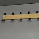 KooNiosio Solid Wood Wall Hanging Coat Rack, Entrance Hanger, Metal Wood Coat Hanger with 5 Black Aluminum Hooks for Scarf, Bag, Towel, Key, Umbrella, Hat, Oak (Black)