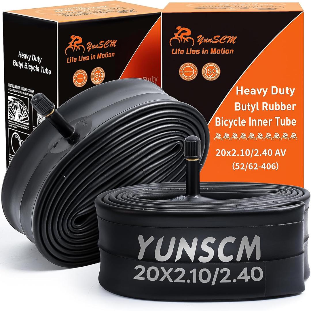2-PCS 20" Heavy Duty Bike Tire Tubes 20x2.10/2.40 Schrader Valve (52/62-406) 20 Bicycle Inner Tubes Compatible with 20x2.10 20x2.125 20x2.20 20x2.25 20x2.3 20x2.35 20x2.4 Tire Tubes
