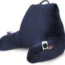 Nestl Reading Pillow with Shredded Memory Foam, Designed for Sitting Up in Bed and Couch, Back and Arms Adjustable Support for Adult & Teens Backrest Pillows for Reading, with Washable Cover Navy Blue, Standard 18"