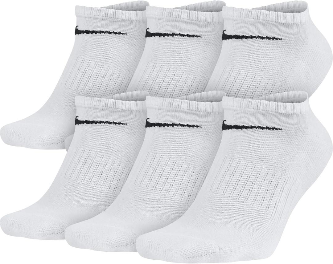 NIKE Performance Cushion No-Show Socks with Band (6 Pairs) (Medium, White/Black)