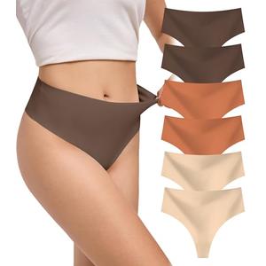 DEANGELMON Thongs for Women Seamless Womens Underwear Pack No Show Breathable Panties, 6 Pack XX-Large