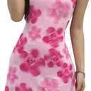 SOLY HUX Girl's Floral Cami Sleeveless Mesh Bodycon Summer Mini Dresses (Pink)