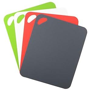 Dexas Heavy Duty Cutting Board Grippmat, Flexible Cutting Boards for Kitchen, Set of 3, Non Slip Plastic Board Cutting Mat 11.5 by 14 Inches Gray, Red, White and Green Set, Kitchen Gadgets