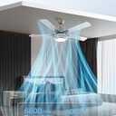 warmiplanet Ceiling Fan with Lights Remote Control, 52 Inch, Brushed Nickel (5-Blades) (silver)