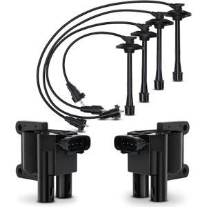 UF180 Ignition Coil & 90919-22386 Spark Plug Wire Set For 1997-2001 Toyota Camry Rav4 Solara L4 Replaces# UF181 5C1298 C1133