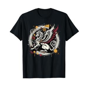 Urban Grunge Griffin Griffon Gryphon T-Shirt, Black Small