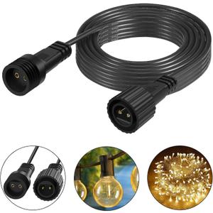 16.4Ft/5M Extension Cable for Christmas String Lights IP68 Waterproof Extension Lead 24AWG Extension Cord for Outdoor Solar String Lights, Indoor String Lights, 2 Pin