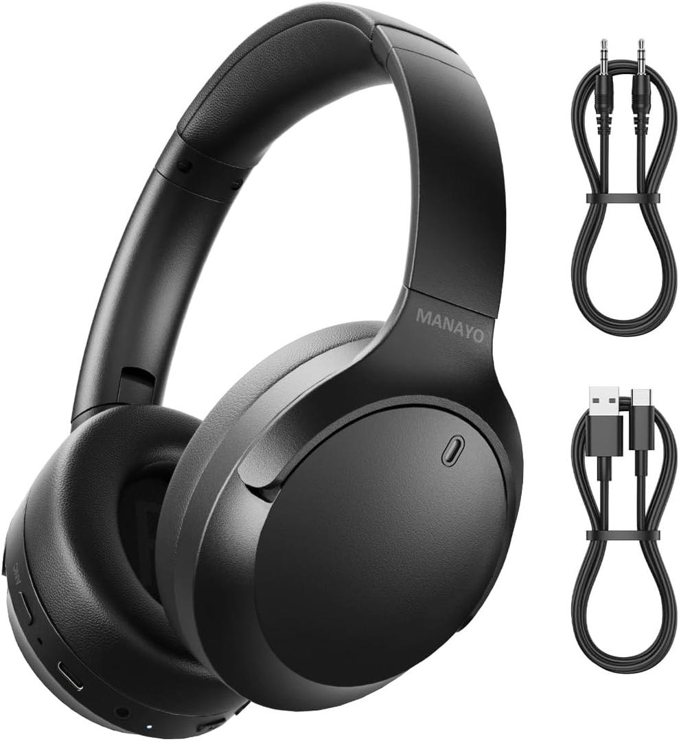 Active Noise Cancelling Bluetooth Over Ear Headphones, Foldable and Rotatable Wireless Wired ANC Headphones with Microphone for Cell Phone,Laptop, 150 Hours Playtime, Bluetooth 5.3v (MY-H16BK)