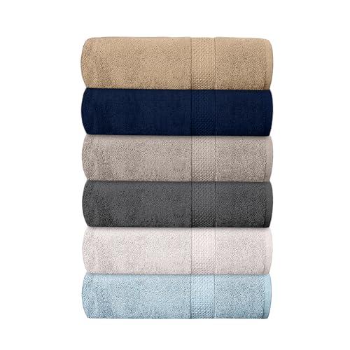 QUBA LINEN Hotel & Spa 100% Cotton Bath Towels Pack of 6, Ultra Soft, Quick Dry, Lightweight, Highly Absorbent, Perfect for Shower, Spa, Gym, Pool, Hotel, Resort & Daily Use (Multi-Color - 24" x 48")