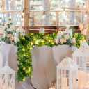 33ft 100 LED Solar Ivy String Lights, Outdoor Garden Artificial Ivy Green Leaf Garland with Lights for Garden Courtyard Holiday Wedding Decorative