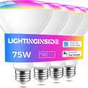 Lightinginside Smart Light Bulb 1100LM, RGBCW BR30 E26 Bulb Works with Alexa/Google Home/SmartLife, 2.4G WiFi Bluetooth Recessed Flood LED Bulbs 12W, No Hub Required, 75W Equivalent, ETL Listed, 4PCS