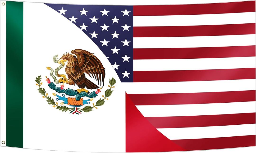 American Mexican Friendship Flag 4x6FT USA Mexico Flag Fade Proof Vivid Color Polyester with Brass Grommets For Indoor Outdoor (A, 4x6FT)