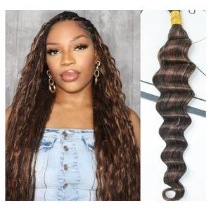 YWIGS Human Braiding Hair for Boho Braids Loose Deep Wave Bulk Human Hair for Braiding 50G No Weft Virgin Human Hair #4/30 18inch
