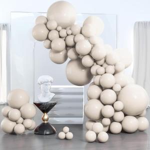 PartyWoo White Sand Balloons, 85 pcs Boho White Balloons Different Sizes Pack of 18 Inch 12 Inch 10 Inch 5 Inch Sand White Balloons for Balloon Garland Balloon Arch as Party Decorations, White-F12
