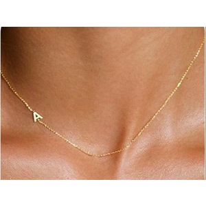 Initial Necklaces for Women, Dainty Gold Letter Necklace 14k Gold Plated Sideways Initial Necklace Cute Name Simple Choker Necklaces for Women Trendy Jewelry Gifts